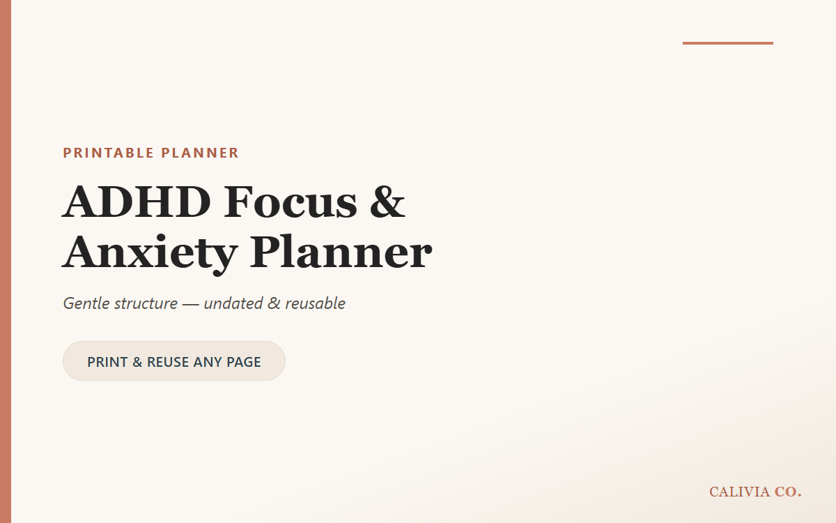 ADHD Focus and Anxiety Planner
