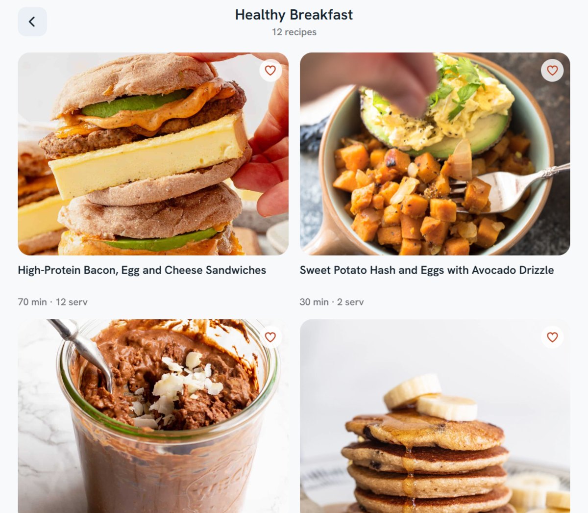 Calivia Cook: a Healthy Breakfast recipe collection with photographed dishes, times and servings